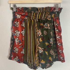 Nasty Gal Bohemian Mixed Media Floral Printed High Waisted Shorts 2